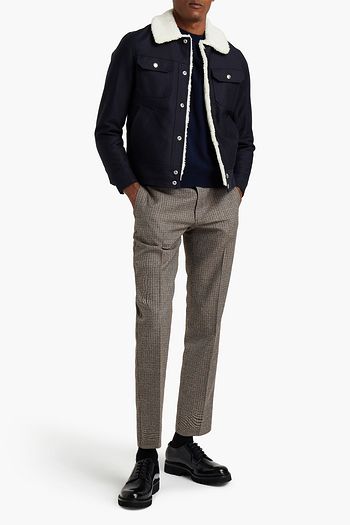SANDRO Faux shearling-trimmed cotton-twill jacket