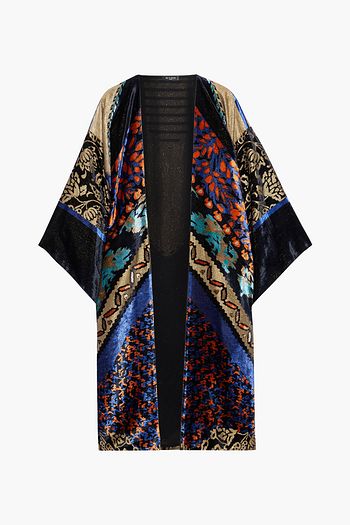 ETRO Printed metallic devoré-velvet kimono