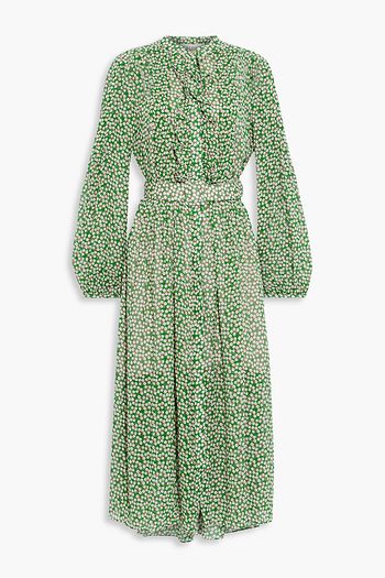 SALONI Raquel belted ruffled floral-print silk-chiffon midi dress