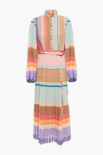 ZIMMERMANN Pleated striped jacquard midi dress