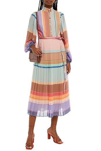 ZIMMERMANN Pleated striped jacquard midi dress