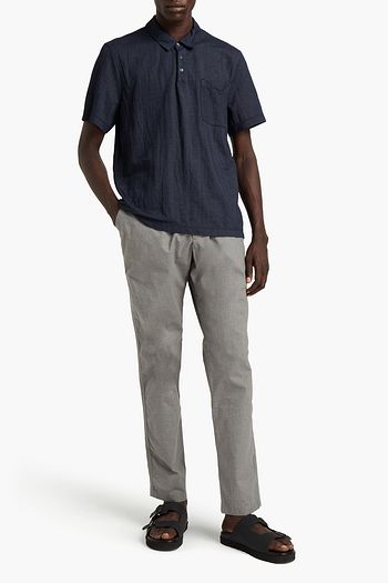 JAMES PERSE Cotton-blend chambray polo shirt