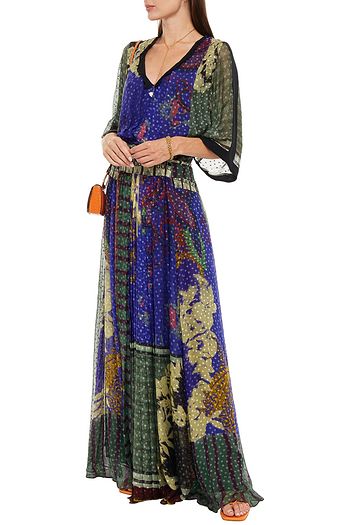 ETRO Gathered floral-print fil coupé chiffon maxi dress