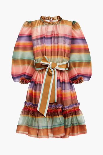 ZIMMERMANN The Lovestruck belted striped organza mini dress