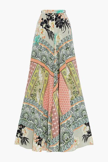 ETRO Flared printed silk crepe de chine maxi skirt