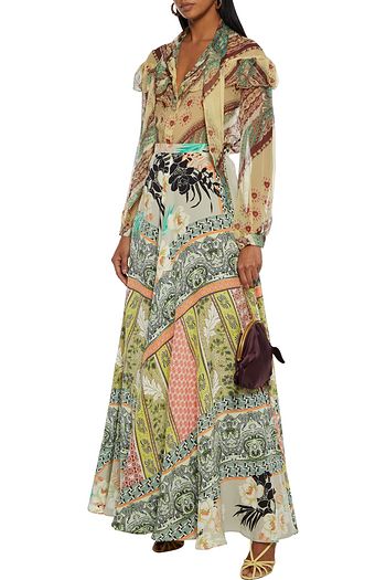 ETRO Flared printed silk crepe de chine maxi skirt