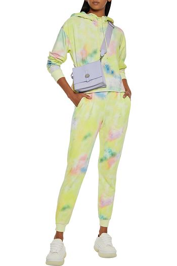 ALICE + OLIVIA Tie-dyed French cotton-terry track pants