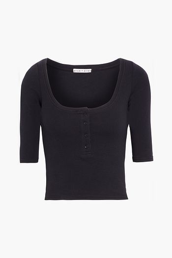 ALICE + OLIVIA Mindy cropped stretch-cotton jersey top