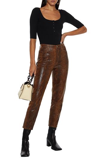 ALICE + OLIVIA Mindy cropped stretch-cotton jersey top