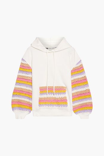 ALICE + OLIVIA Crochet-paneled French cotton-terry hoodie