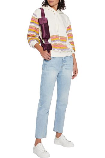 ALICE + OLIVIA Crochet-paneled French cotton-terry hoodie