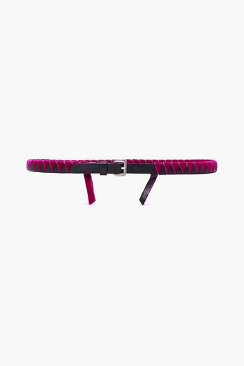 ETRO Velvet-trimmed leather belt