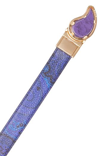 ETRO Embellished printed textured-leather belt