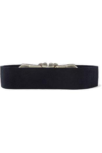 ETRO Embellished leather-trimmed suede waist belt