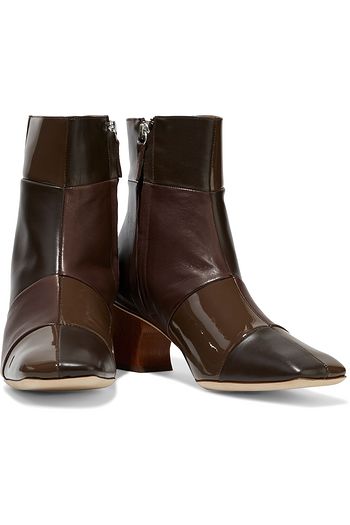 REJINA PYO Yuki patchwork smooth and patent-leather ankle boots