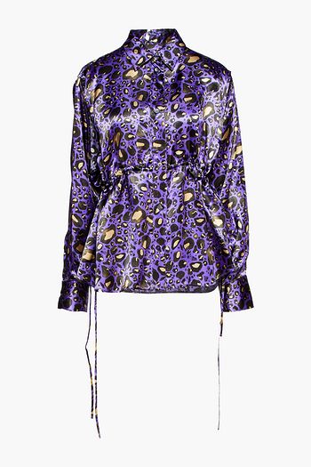 MM6 MAISON MARGIELA Cutout leopard-print satin shirt