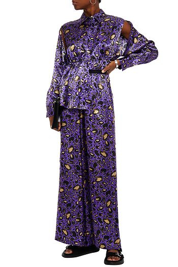 MM6 MAISON MARGIELA Cutout leopard-print satin shirt