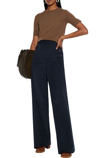 MAX MARA Serio button-detailed cotton-blend corduroy wide-leg pants