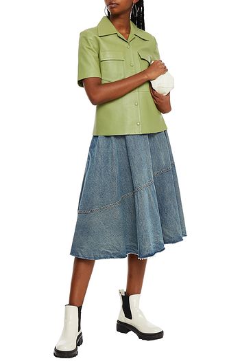 MM6 MAISON MARGIELA Gathered denim midi skirt