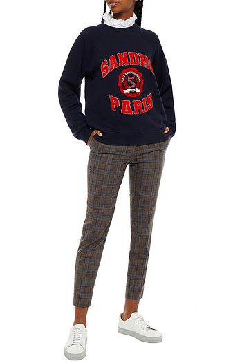 SANDRO Checked wool-blend tapered pants