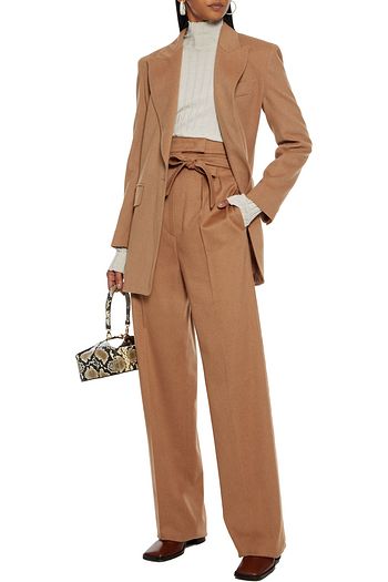 MAX MARA Break belted camel hair straight-leg pants