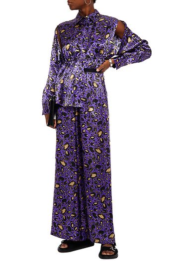MM6 MAISON MARGIELA Hose mit weitem Bein aus Satin mit Leopardenprint