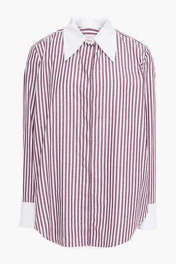 SANDRO Striped cotton-poplin shirt