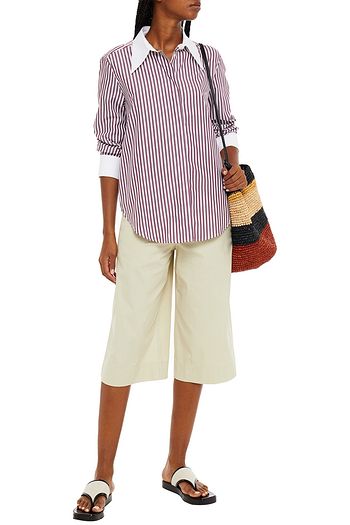 SANDRO Striped cotton-poplin shirt
