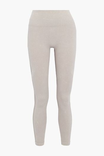 DKNY Cropped mesh-trimmed stretch-jacquard leggings