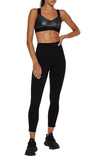 DKNY Cropped printed stretch-cotton leggings