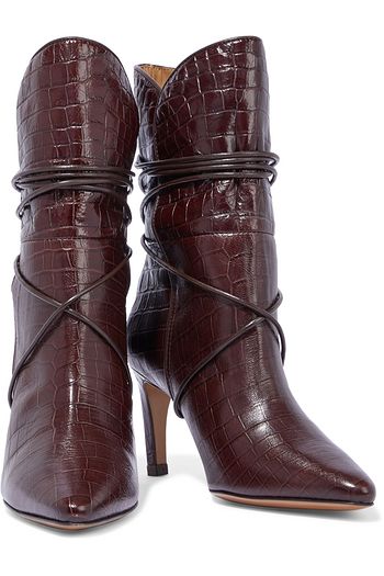 ZIMMERMANN Lace-up croc-effect leather ankle boots