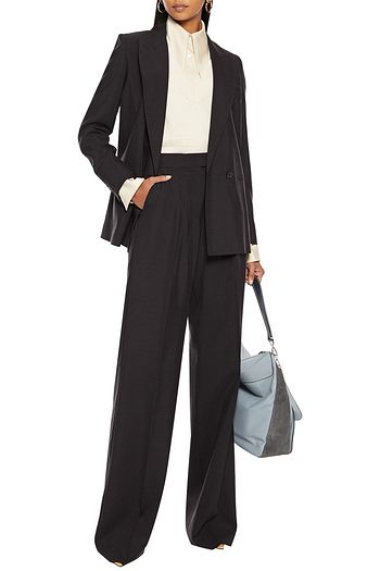 MAX MARA Galea pleated mohair and silk-blend straight-leg pants