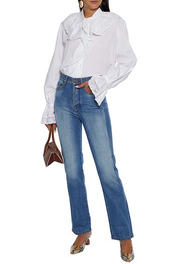 VICTORIA, VICTORIA BECKHAM Midtown faded high-rise straight-leg jeans