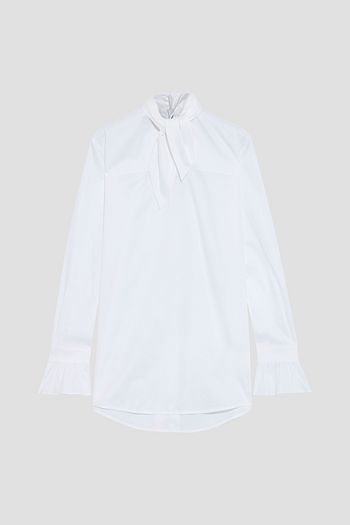 VICTORIA, VICTORIA BECKHAM Tie-neck cotton-poplin shirt