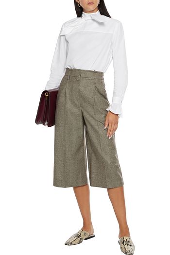 VICTORIA, VICTORIA BECKHAM Tie-neck cotton-poplin shirt