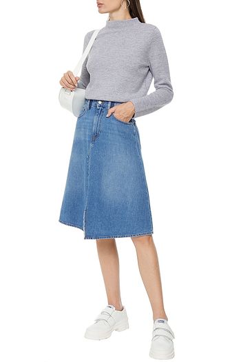MM6 MAISON MARGIELA Frayed denim midi skirt
