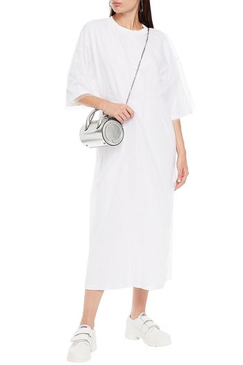 MM6 MAISON MARGIELA Mehrlagiges Midikleid aus Baumwoll-Jersey und Tüll