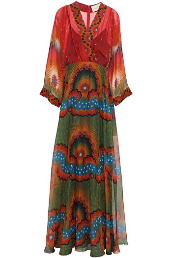VALENTINO Wrap-effect printed silk-chiffon gown
