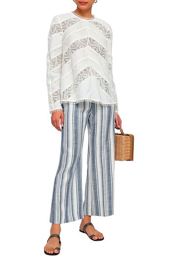 ZIMMERMANN Helm striped linen-blend straight-leg pants