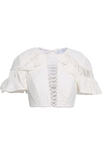ZIMMERMANN Lovelorn Flutter cropped broderie anglaise cotton top