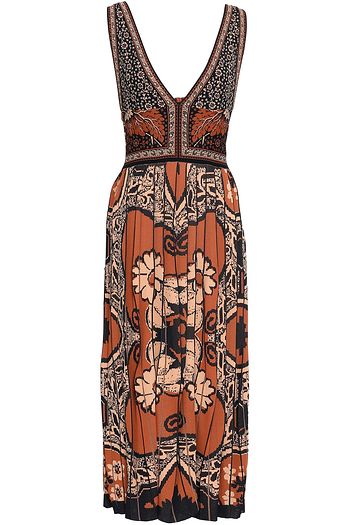 VALENTINO Pleated jacquard-knit midi dress