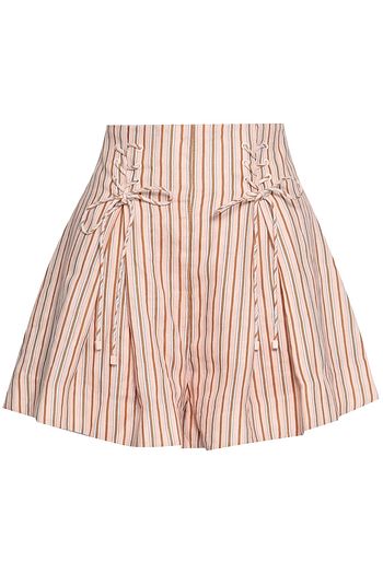 ZIMMERMANN Painted Heart lace-up linen shorts
