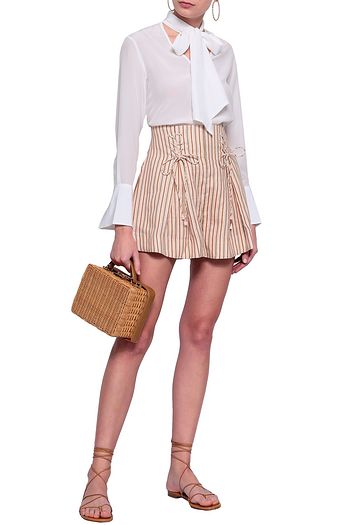 ZIMMERMANN Painted Heart lace-up linen shorts