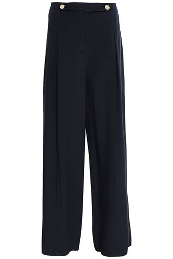 VALENTINO Button-detailed silk crepe de chine wide-leg pants