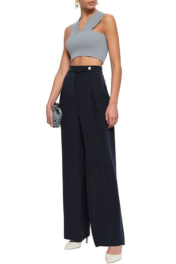 VALENTINO Button-detailed silk crepe de chine wide-leg pants