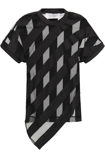 MARQUES' ALMEIDA Asymmetric paneled mesh and cotton-blend jersey top