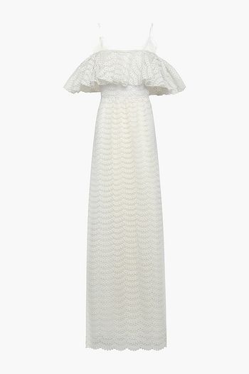 GIAMBATTISTA VALLI Cold-shoulder ruffled lace gown