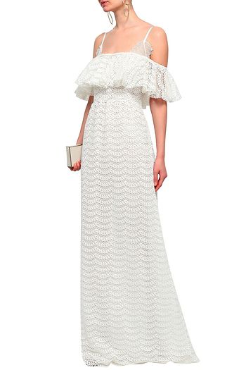 GIAMBATTISTA VALLI Cold-shoulder ruffled lace gown