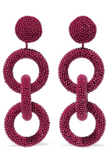 KENNETH JAY LANE Beaded silver-tone earrings