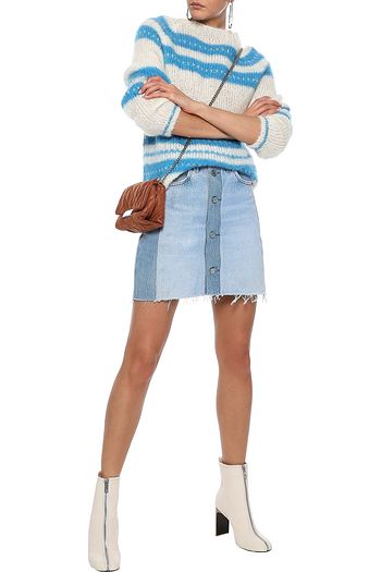 RE/DONE WITH LEVI'S Frayed denim mini skirt